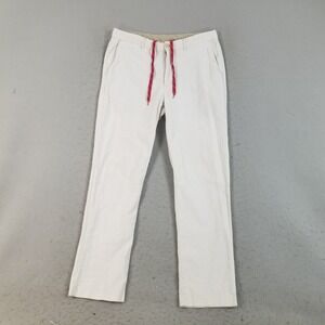 Sons of Intrigue Pants Mens 34x32 White Chambers Straight Fit Linen Cotton Blend